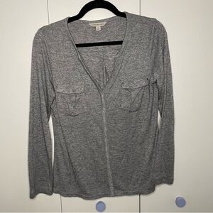 Calvin Klein Jeans Women's Long Sleeve v-neck Gray Top shirt S